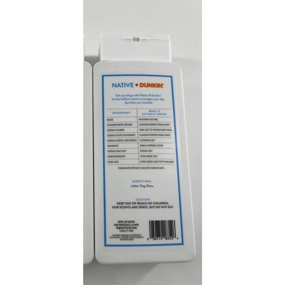 Native DUNKIN VANILLA SPRINKLE Body Wash 18oz LIMITED EDITION Soap New - Picture 2 of 2